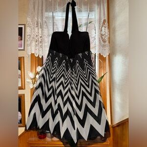 Black and white halter top dress